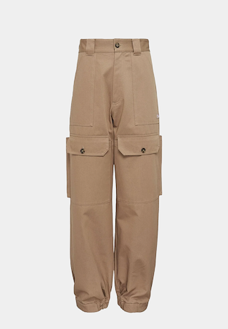 Msgm Beige cotton drill cargo trousers Biege