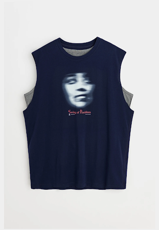 Our Legacy Reversible Gravity Tank Swing of Pendulum Hands Print Blue