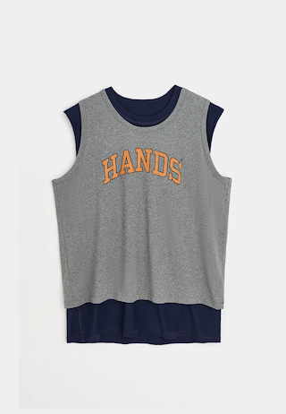 Our Legacy Reversible Gravity Tank Swing of Pendulum Hands Print Blue