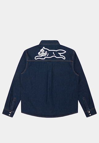 Billionaire Boys Club Running Dog Denim Shirt Mid Wash Blue