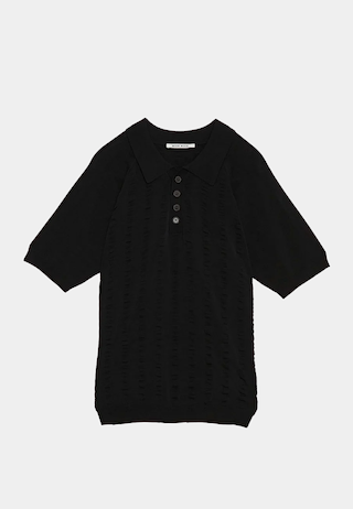 Wood Wood Troy Polo Knit SS - Black