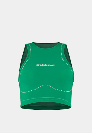 Ashluxe Female Active Top - Green White