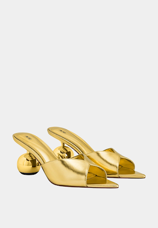JW Pei Ellie Sphere Heel Mules Gold