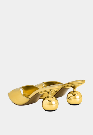 JW Pei Ellie Sphere Heel Mules Gold