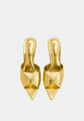 JW Pei Ellie Sphere Heel Mules Gold
