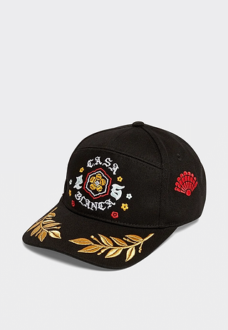 Casablanca Bosozuku Laurel Embroidered Cap Black