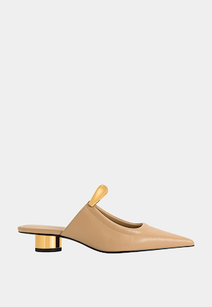 JW Pei Helena Pierced Mules Khaki