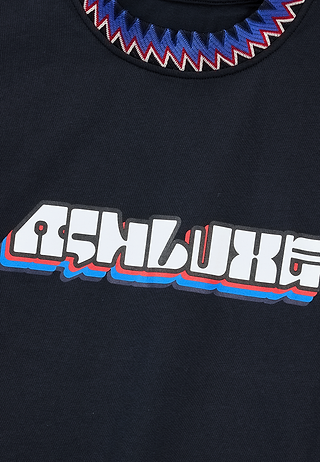 Knitted Neck Rib Logo T-Shirt Black