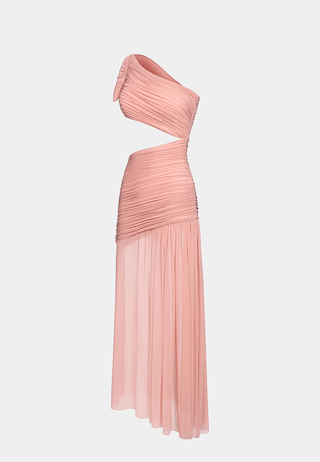 JW Pei Mia Pleated Mesh Dress Blush