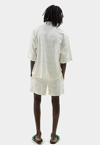 Monogram Plush Jersey Bowling Shirt White