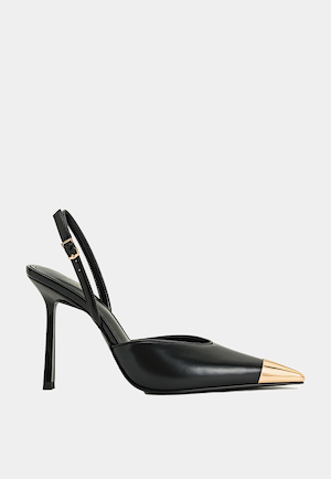 JW Pei Savannah Gold Tipped Slingback Pumps Black