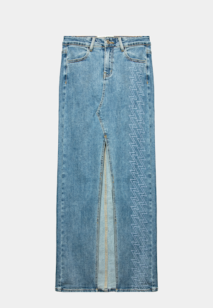 Ashluxe Women's Trucker Denim Skirt Blue