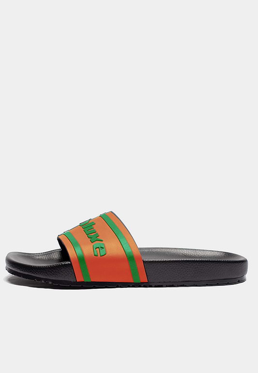 ASHLUXE Leather Slides - Brown/Green