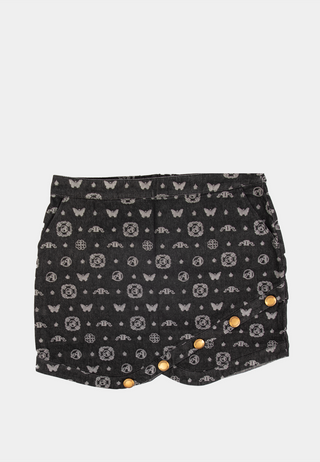 Ashluxe Pattern Logo Denim Skirts Black