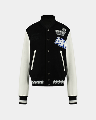 Ashluxe Men's  Varsity Jacket Black White