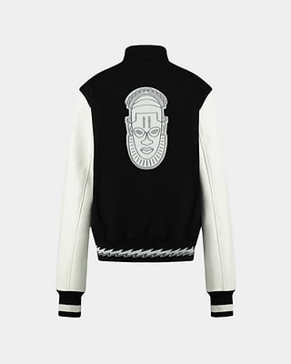 Ashluxe Men's  Varsity Jacket Black White