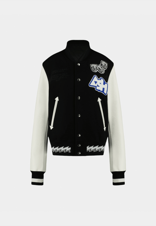 Ashluxe Men's  Varsity Jacket Black White