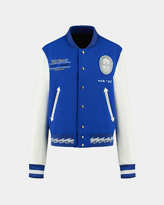 Ashluxe Men's  Varsity Jacket Blue White