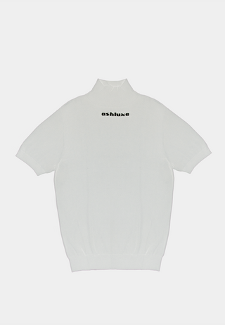 Ashluxe Ribbed Turtleneck Tee - White