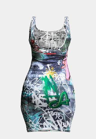 Ashluxe Wall Graffiti Dress White