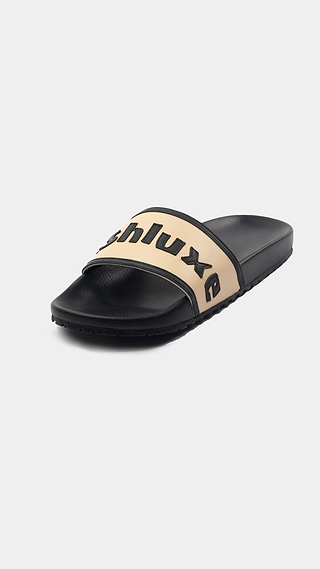 Ashluxe Stitched Leather Slides - Apricot