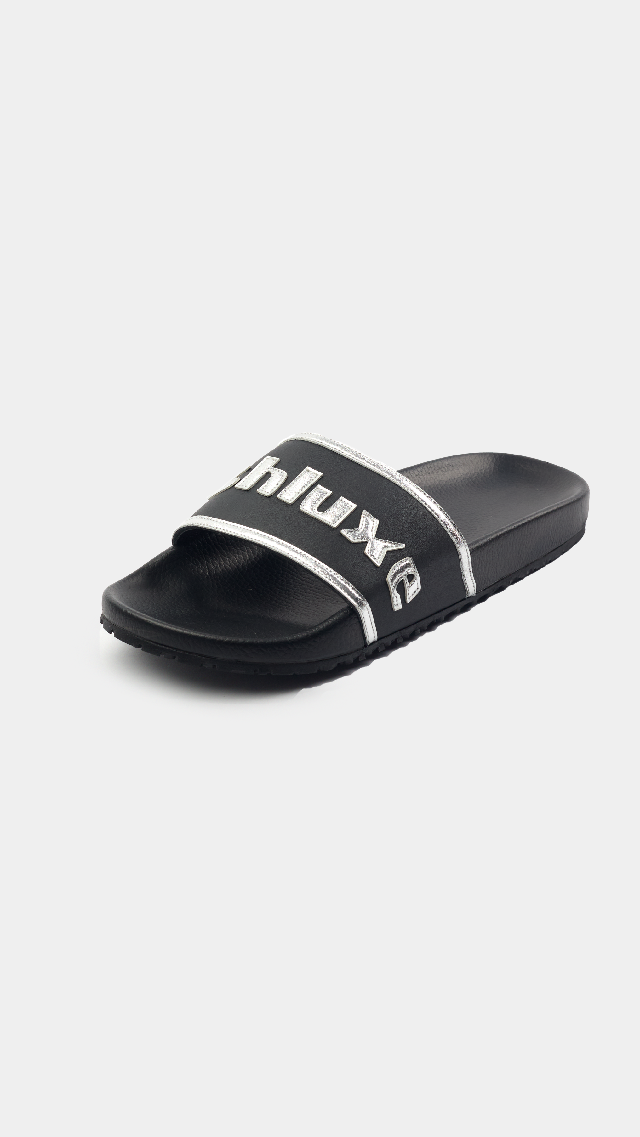 Ashluxe Stitched Leather Slides - Black