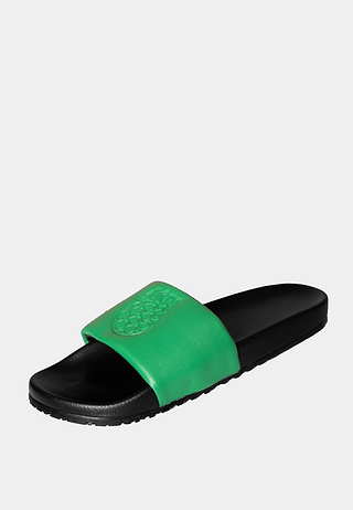 Ashluxe Emblem Leather slides Green