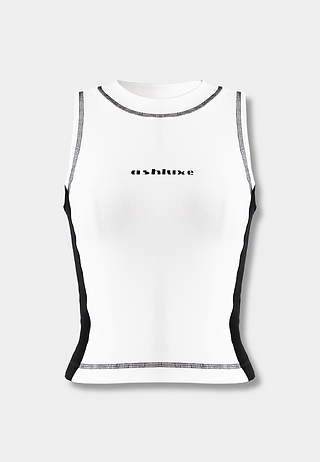 Ashluxe Threaded  Tank Top White Black