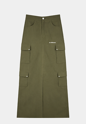 Ashluxe Cargo Maxi Skirt Olive