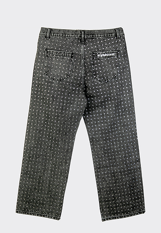 Ashluxe Relaxed Swarovski Denim Pant Black