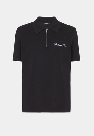 Balmain Balmain Signature Emb Zipped Polo -
Oversized Ss Polo Shirt Black/White