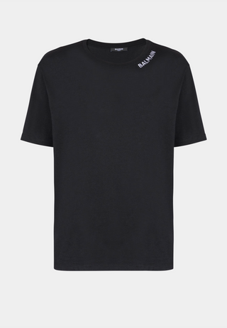 Balmain Balmain Stitch Collar T-Shirt - Straight -
Loose Ss T-Shirt Marine/Ofa Blanc