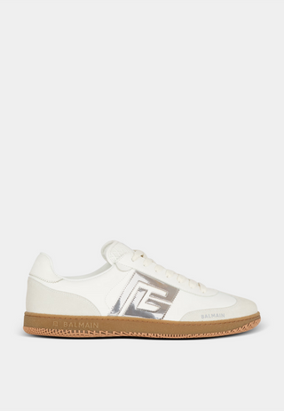 Balmain Balmain Swan-Calfskin&Mirror Leather -
Low Top Lace Up Sneaker White Silver