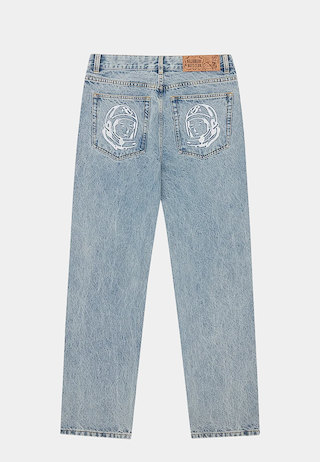 Bbc Arch Logo Denim Pants Light Wash Blue