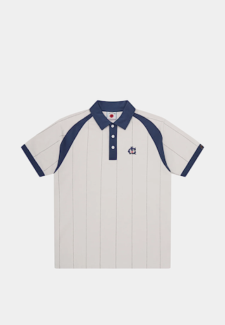 Bbc Raglan Pinstripe Polo Shirt Off White
