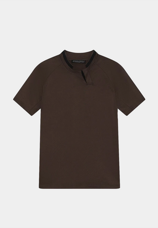 Robyn Lynch Short sleeve football top with embroidery logo Brown