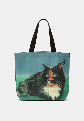 Jw Anderson Canvas Cat Tote Green/Blue