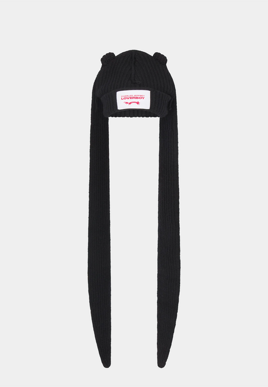 Charles Jeffery Loverboy Extra Long Rabbit Ears Beanie - Black