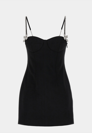Area Crystal Butterfly Mini Dress Black