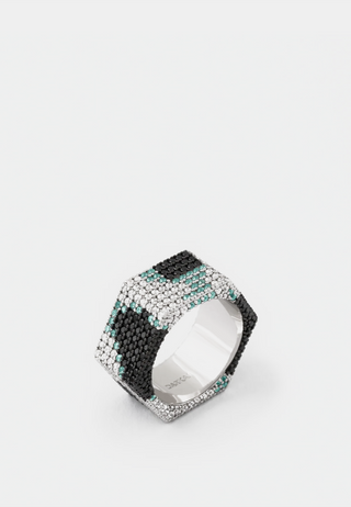 Darkai Camo Bolt Pave Ring Multi Stones