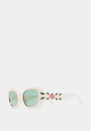 Casablanca Acetate & Metal Oval Sunglasses with Laurel Detail Mint/Yellow Gold/Mint