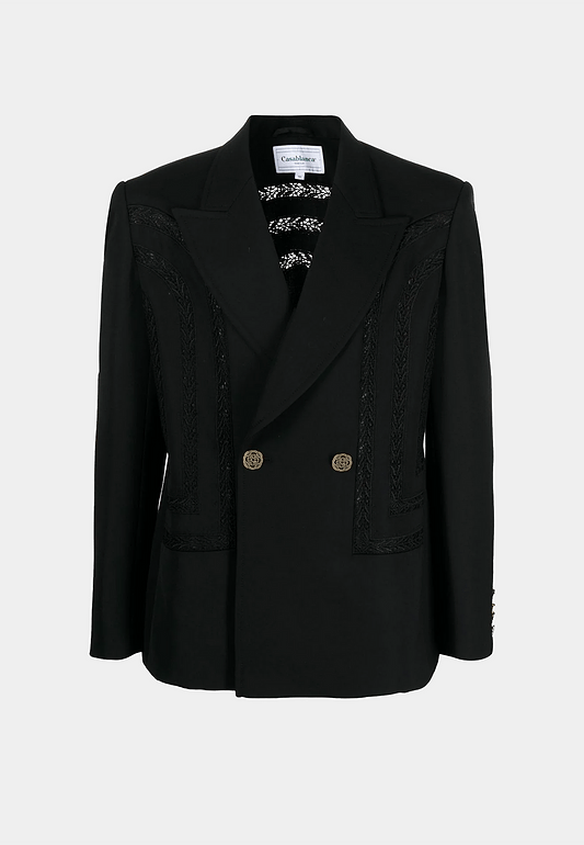 Casablanca Broderie Anglaise Double Breasted Jacket Black