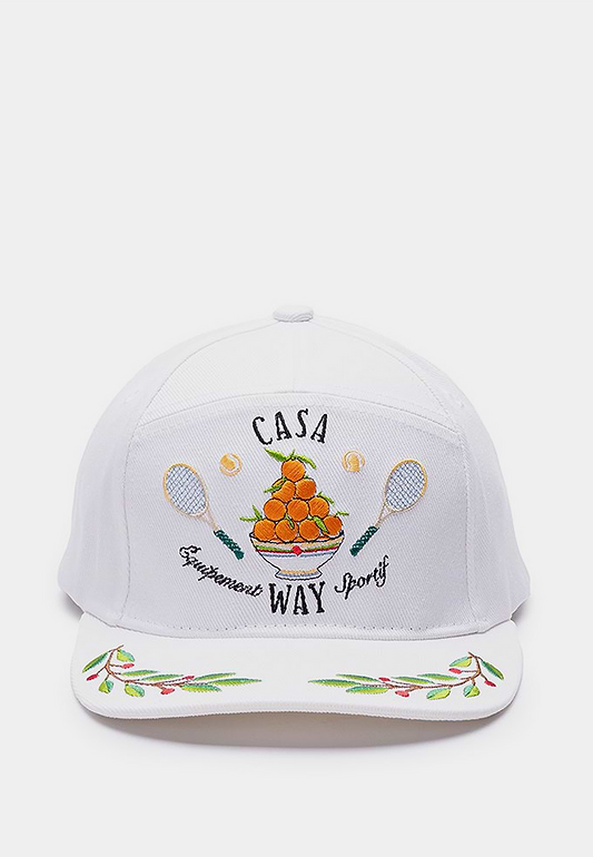 Casablanca Casa Way Laurel Embroidered Cap White Twill