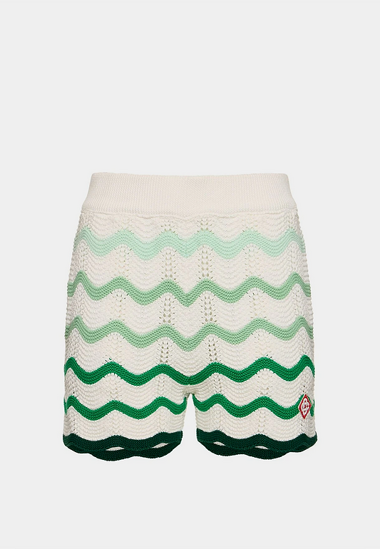 Casablanca Knit Gradient Wave Texture Shorts Green/White