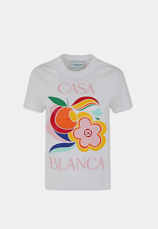 CASABLANCA Le Pouvoir Des Fleurs Printed Fitted T-Shirt - White