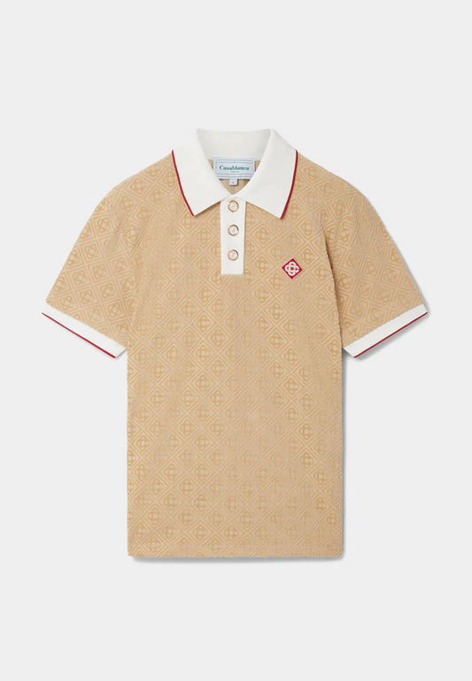 CASABLANCA Monogram Velour Polo Taupe
