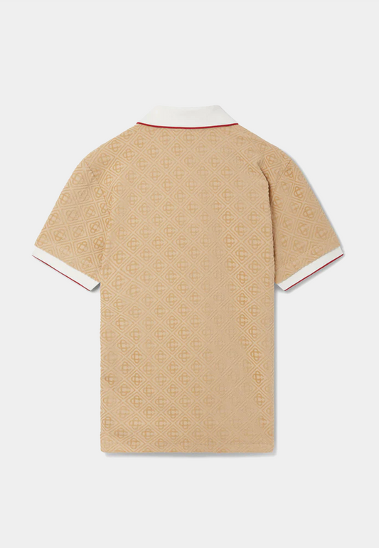 CASABLANCA Monogram Velour Polo Taupe