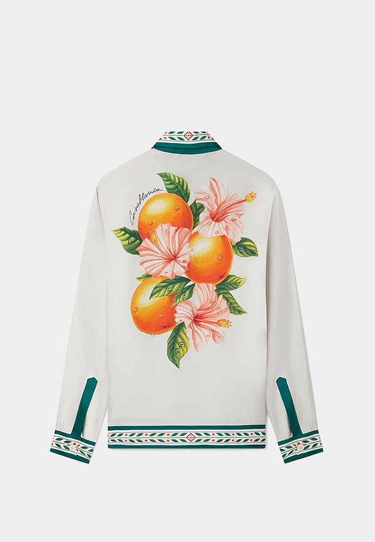 Casablanca Oranges En Fleur Classic Collar Long Sleeve Shirt Multi