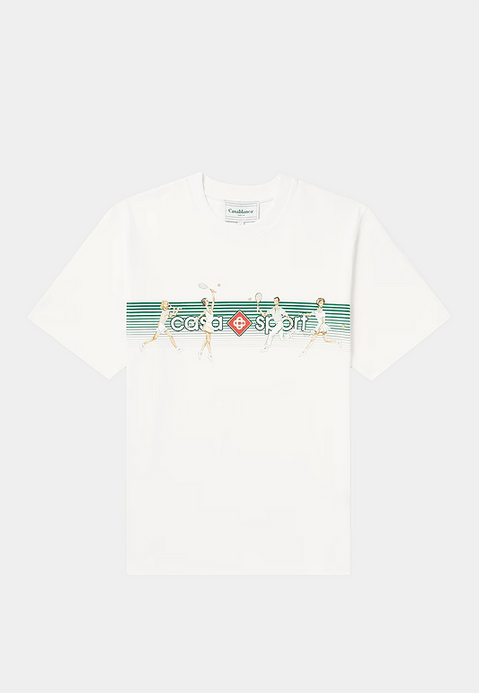 CASABLANCA Playful Stripes Printed T-Shirt - White