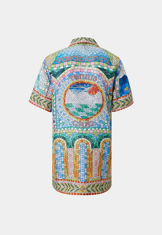 CASABLANCA Mosaic De Damas Long Sleeve Silk Shirt